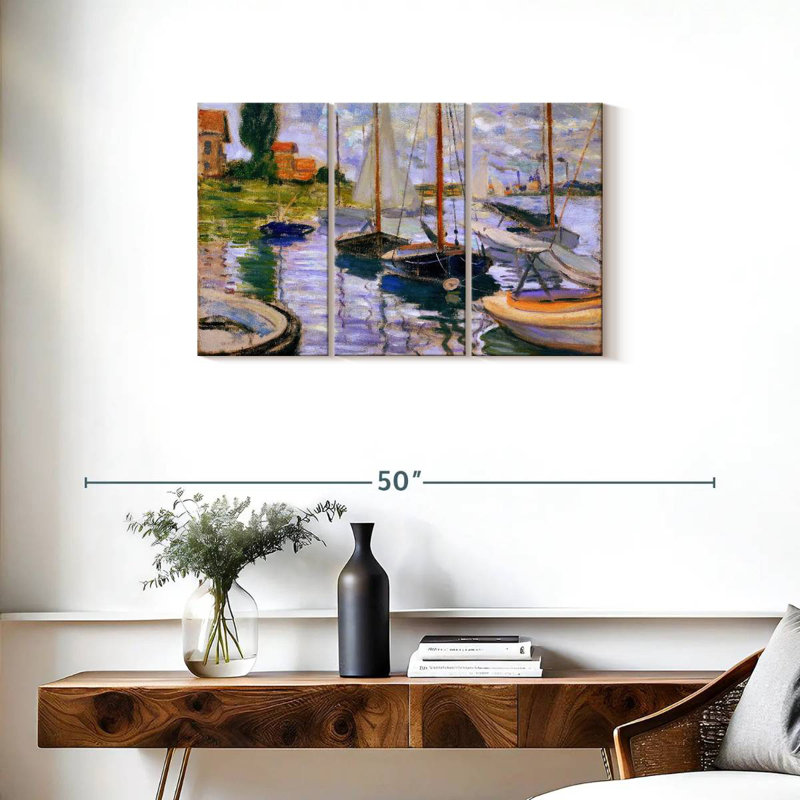 Mehar Sailboats On The Seine, 20" H x 33" W