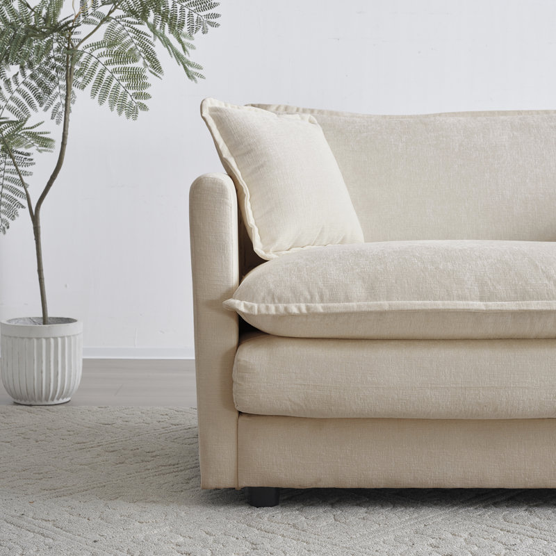 Beige Chenille U-shaped Couch: Modular Large Sectional Sofa With Reversible Chaise And Double Extra Ottomans For Comfort