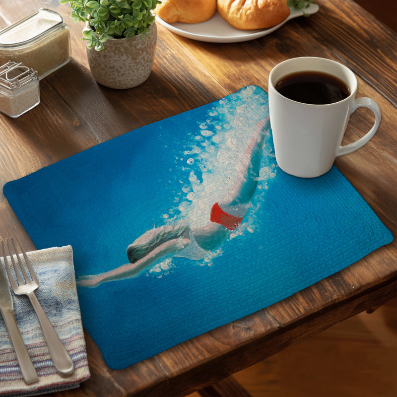 Ensemble de 4 napperons en polyester tressé Diving Jump