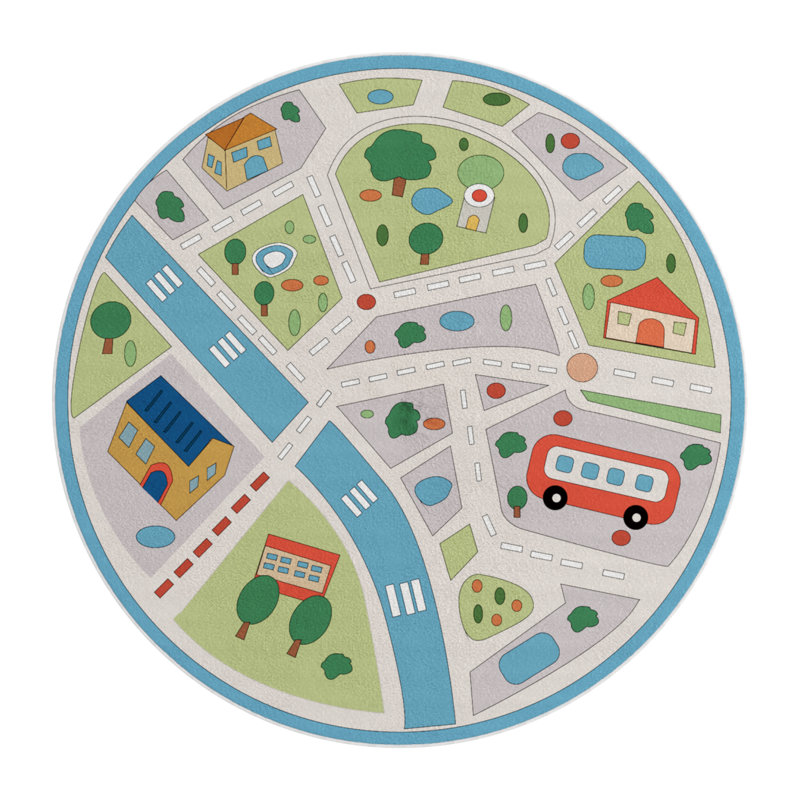 Velvet Multi-Color Area Rug, Kids Play Rug Non-Slip&Soft for Kids Room Playroom, Round  2' 11.4"