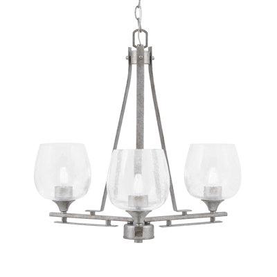 Lustre 3 lumières Uptowne illustré en finition argent vieilli avec verre transparent de 6 po