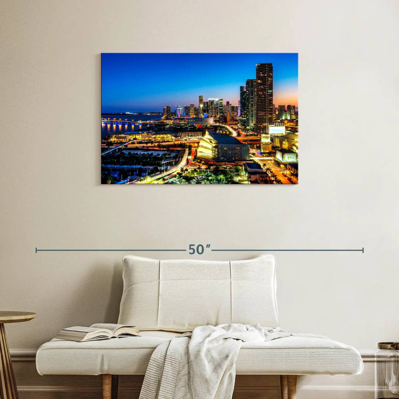 Sireci Miami Downtown At Night, 24" H x 36" W