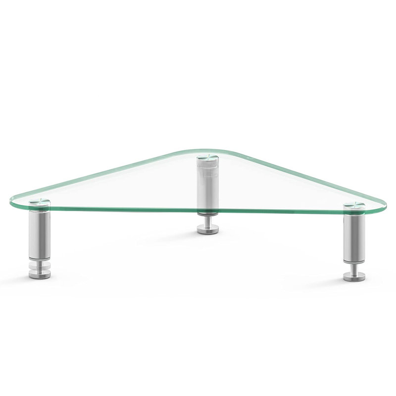 Triangle Tempered Glass Monitor Riser, Silver