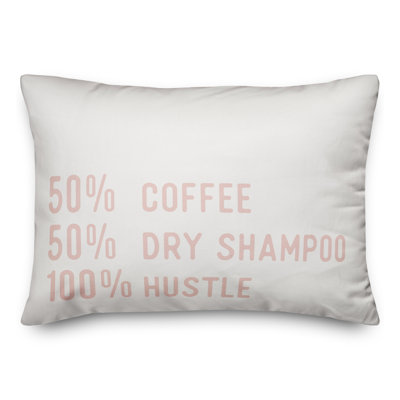 Housse de coussin rectangulaire d'extérieur Coffee Dry Shampoo Hustle Words
