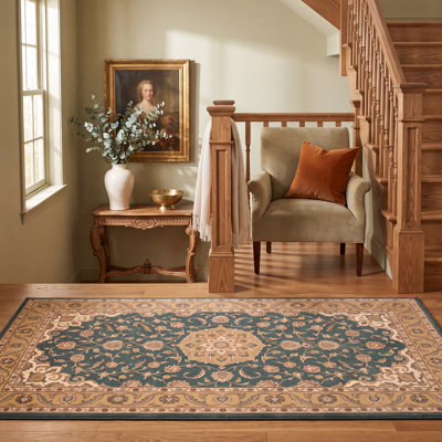 Tapis Linden2 traditionnel persan audacieux, or, vert, crème, ivoire, antidérapant, à poils courts, pour intérieur et extérieur, adapté aux animaux domestiques, salon, chambre, salle à manger, entrée, couloir, bureau, lavable