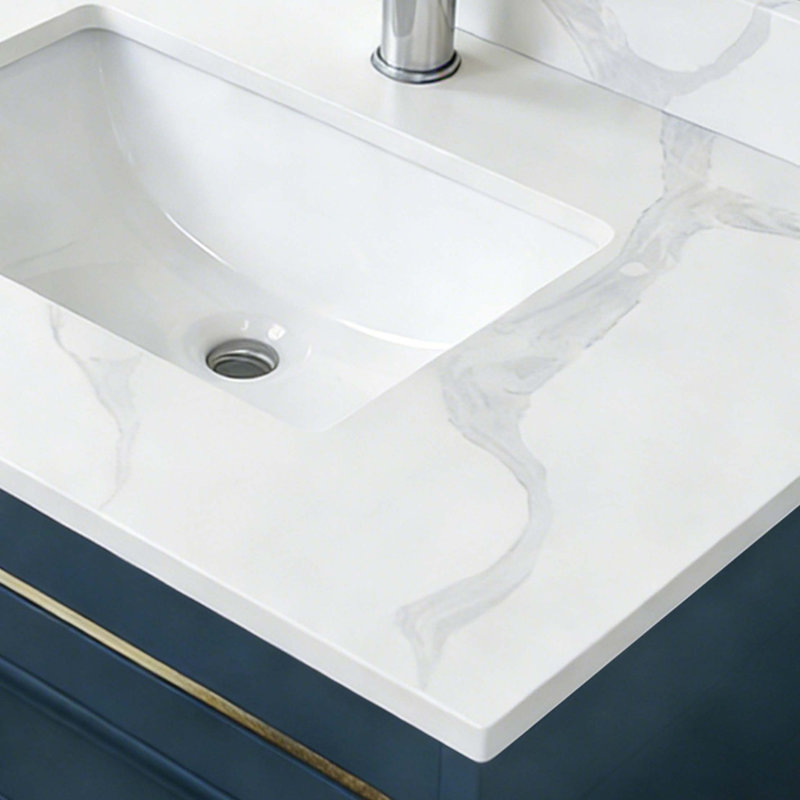 Plateau de meuble-lavabo en quartz de qualité supérieure avec lavabo encastré et résistance aux taches