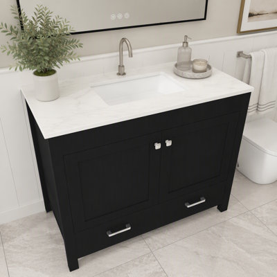 Freestanding Standard Single Vanity Bathroom Vanity With Stone Top