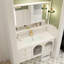 Meuble-lavabo mural moderne en bois d'hévéa couleur crème avec lavabo en céramique intégré et armoire à miroir intelligent-1162053331