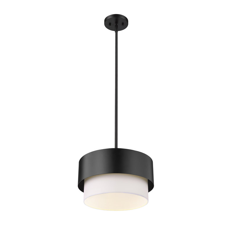 Luminaire suspendu tambour 1 lumière Azurnea, Noir mat, H 88,25 po x l 12 po x P 12 po