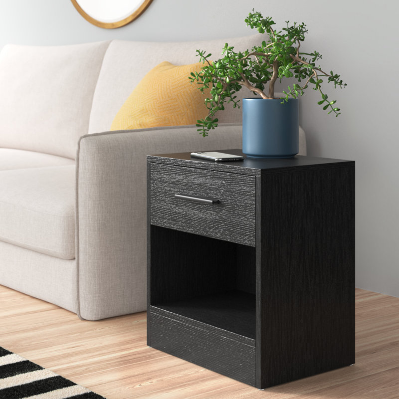 Avicia End Table with Storage, Black