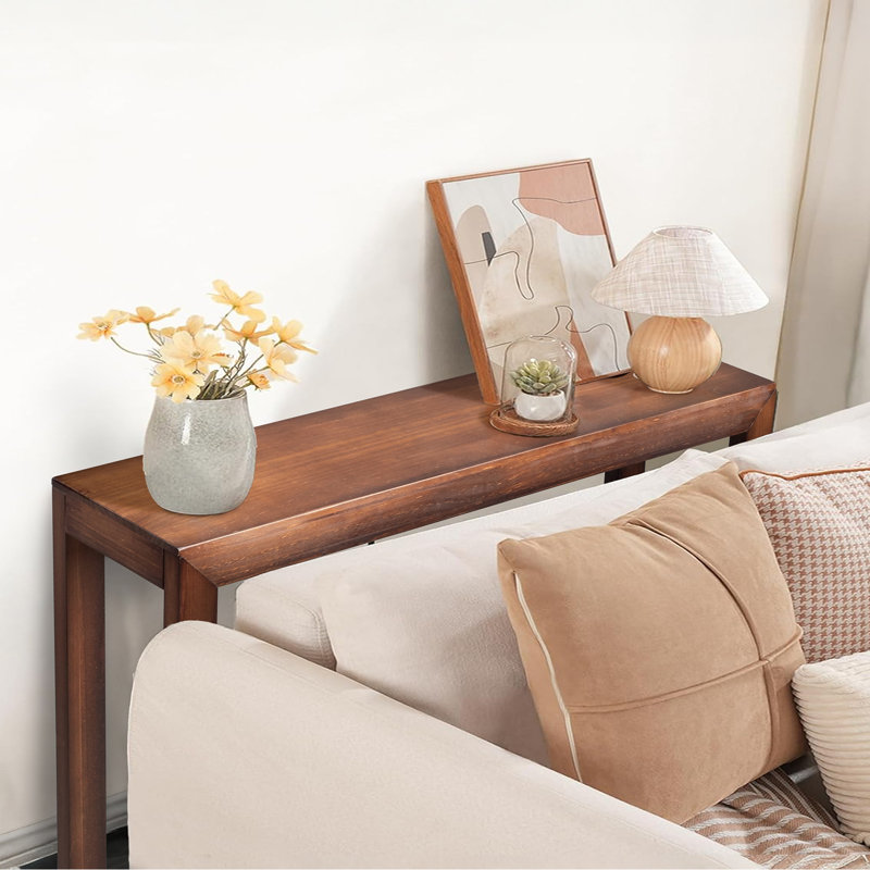 Console de 46 po en bois massif pour halls d'entrée et couloirs, Bois brun foncé