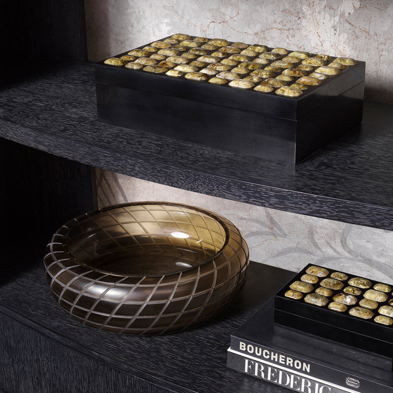 Faux Amber Stone Decorative Box, 3.35" H x 5.2" W x 8.27" D