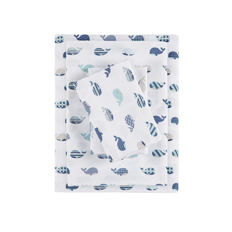 Ensemble de draps en microfibre Gracie Mills Lila, Bleu, Ensemble de draps pour lit grand avec un drap-hous