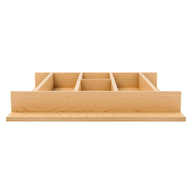 Natural Maple Wood Utensil Drawer Insert with 7 Compartments