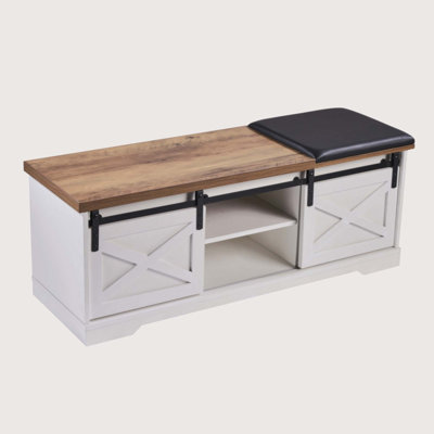 Banc de 47 po avec porte d'entrée et porte de grange avec porte d'entrée