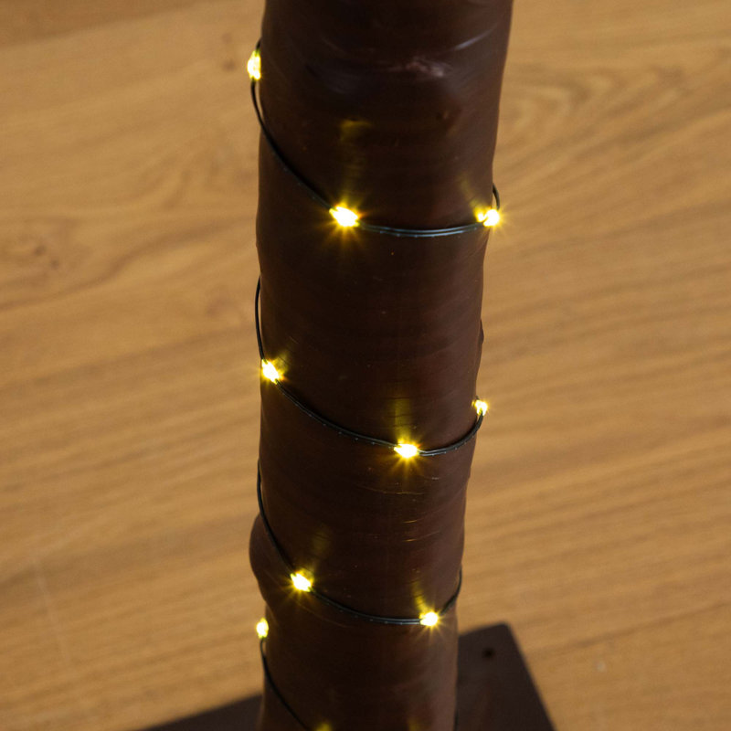 6 pi Palmier artificiel illuminé résistant aux rayons UV avec 208 lumières DEL blanc chaud (intérieur / extérieur)