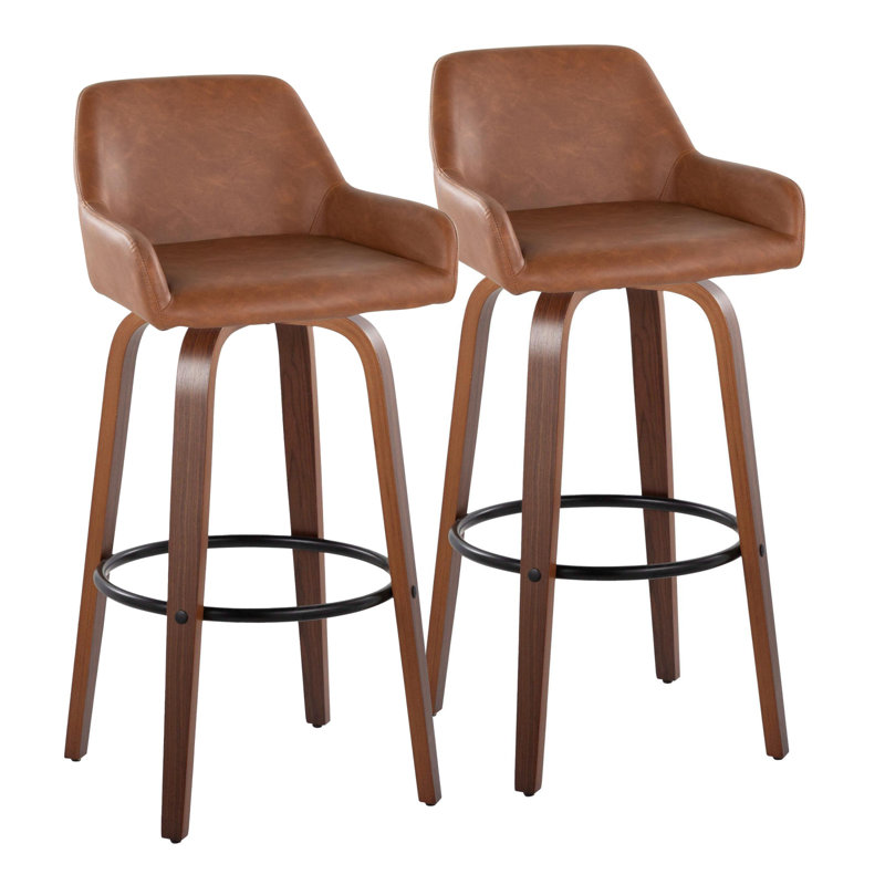 Tabouret de bar 30 po Daniella, Chameau, Bois de noyer