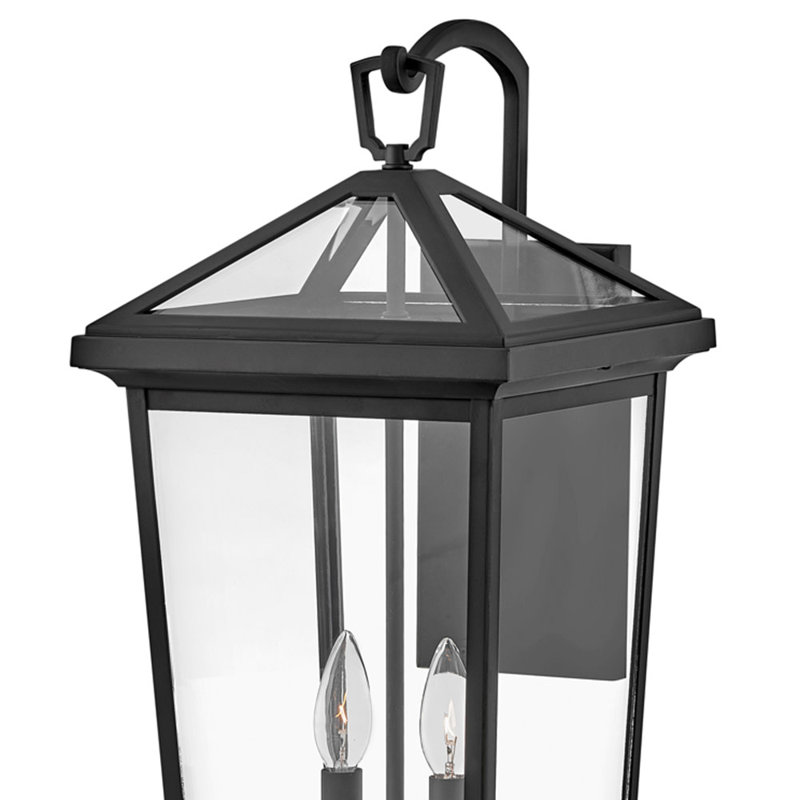 Alford Place 2-Light Outdoor Tall Wall Mount Lantern, Museum Black