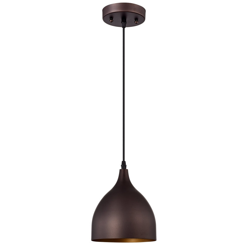 Chloe Lighting Walter Mini Pendant Ceiling Fixture – 7.5" H Industrial 1-Light Oil Rubbed Bronze Round Hanging Light With 7" Width