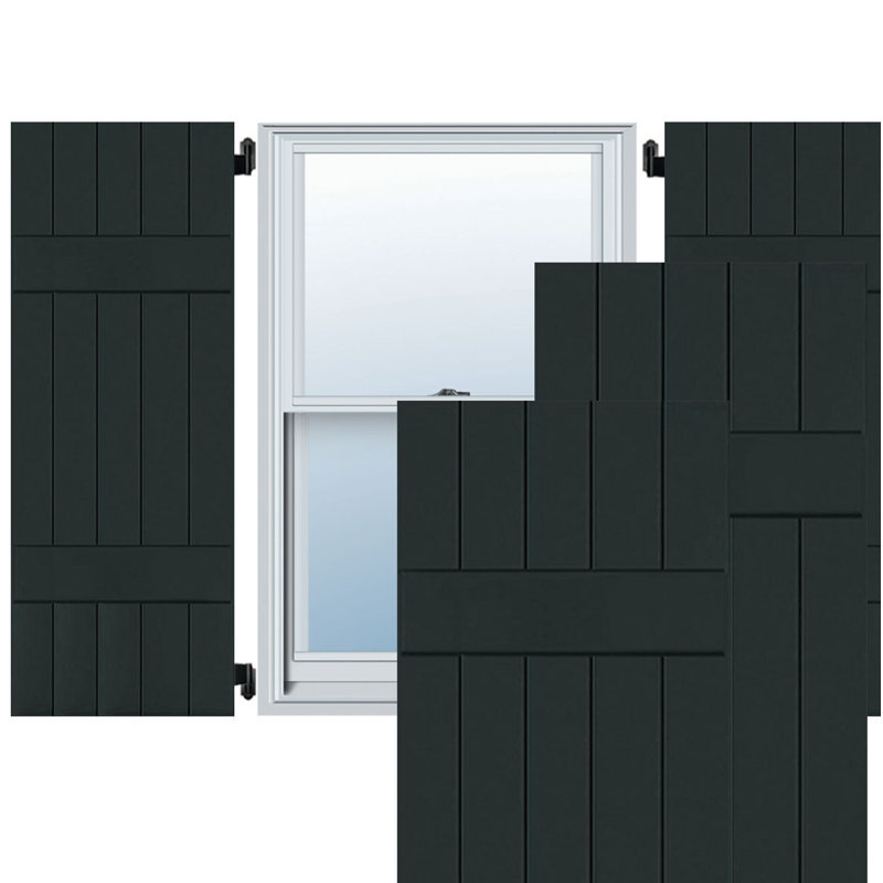 Extérieur à cinq planches (2 lattes) en bois véritable pin-n-lattes (par paire), H 49 po x l 18 po x P 1,38 po, Vert foncé