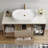 Modern 39.4 Wall-Mounted Bathroom Vanity with Oval Ceramic Sink Floating Vanity Multi-Layer Solid Wood Cabinet Soft-Close Drawers Open Shelf Storage-2138491226