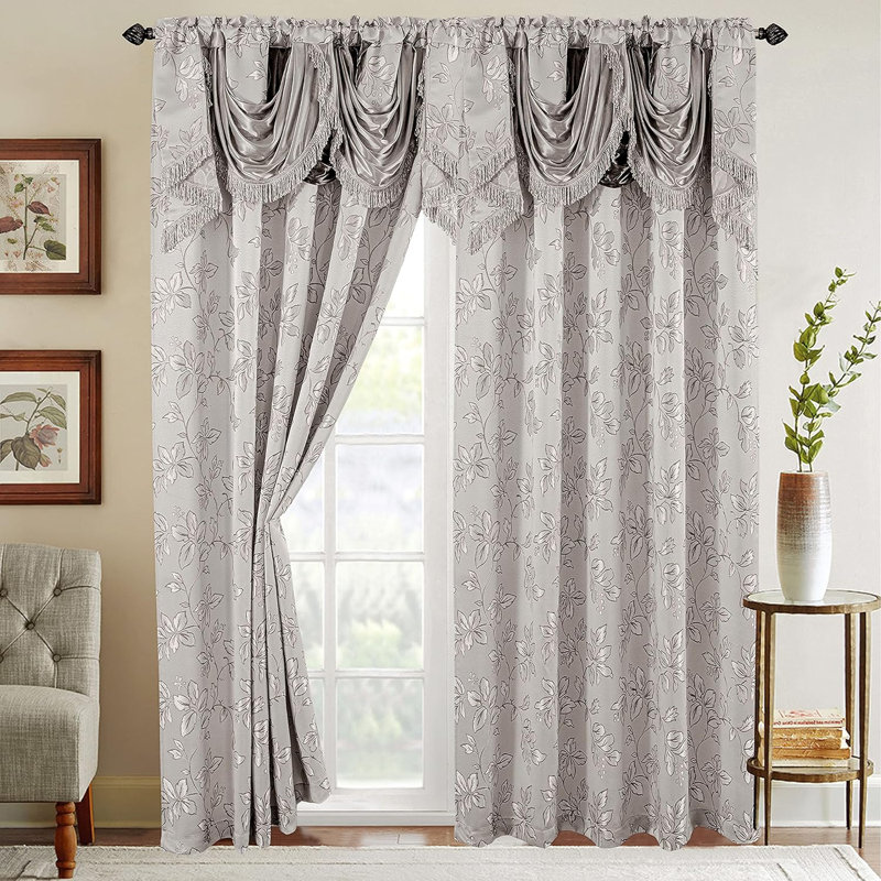 Paire de rideaux en polyester Devione, Argent