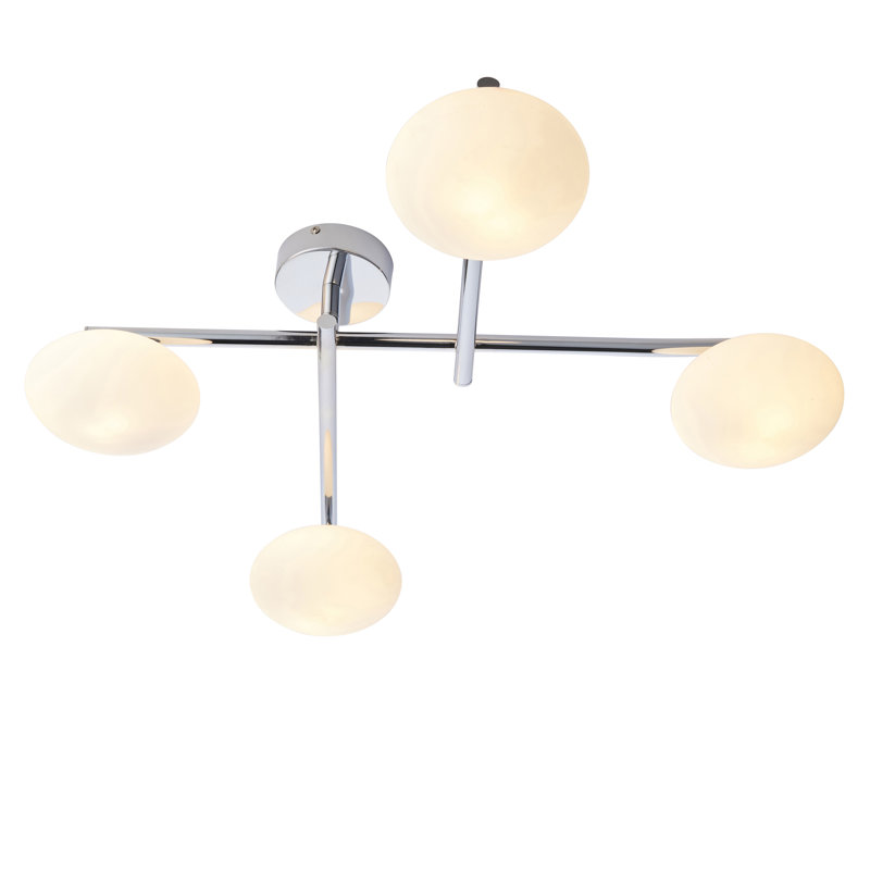 Myakka Glass Semi Flush Mount, Matt Opal, Chrome