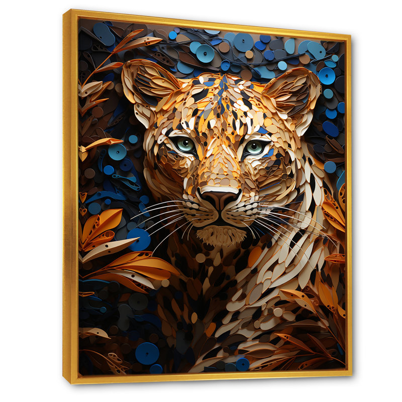 Présence symbolique de jaguar I, Cadre flottant doré, 20" H x 12" W