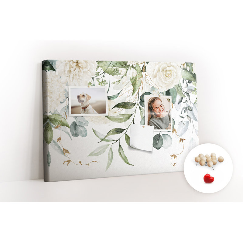 Wall Mounted bulletin board print decorative wall message pin boards home office corkboard Nature leaves