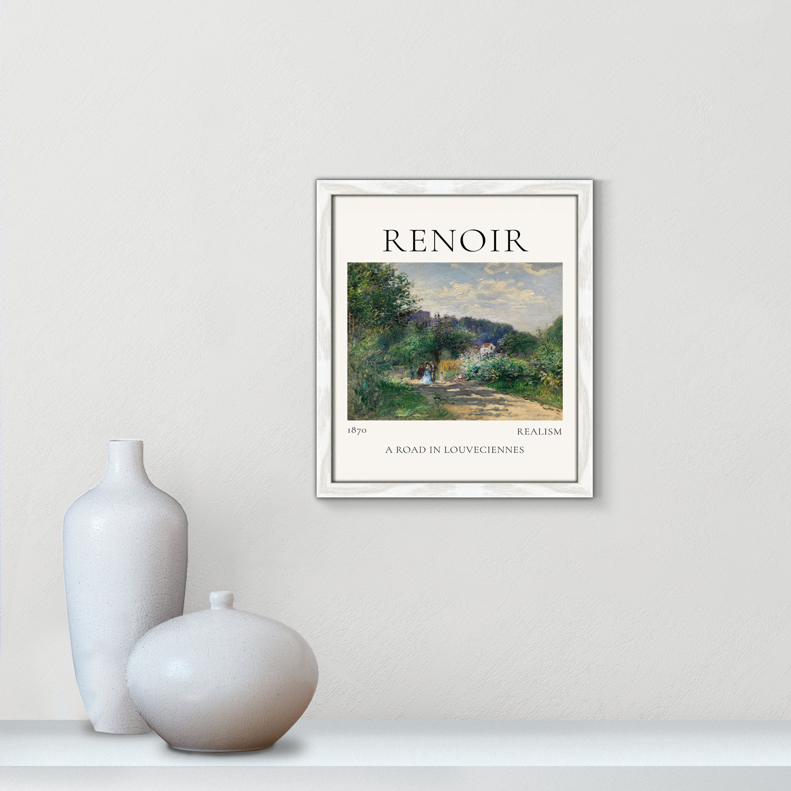 Rocchetto "A Road in Louveciennes" Print, White Single Picture Frame, No, 15" H x 13" W x 0.75" D