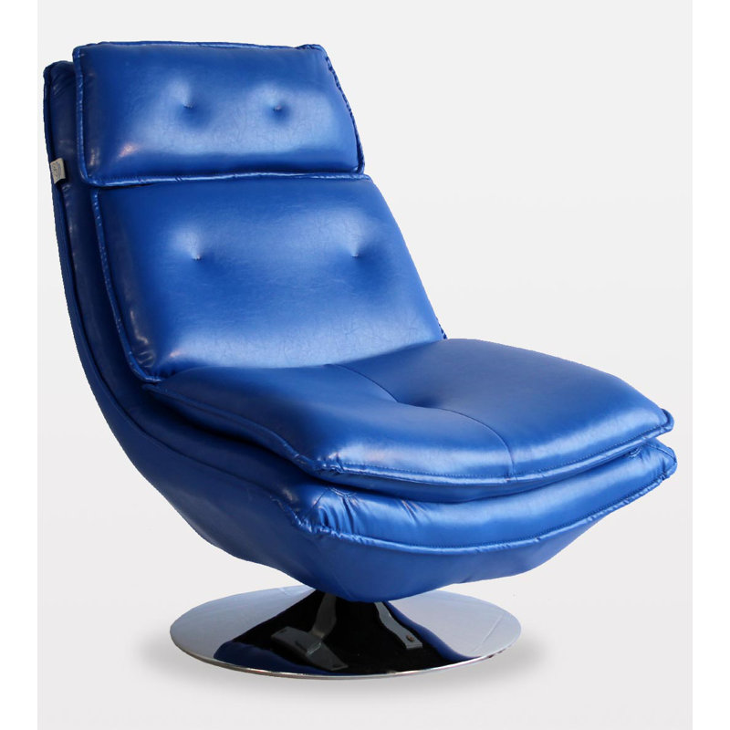Chaise longue pivotante de 37 po Turin, Similicuir bleu
