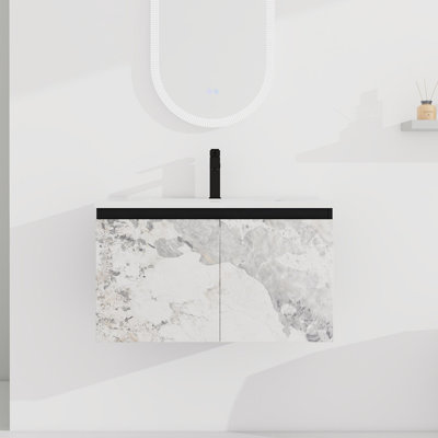 Meuble-lavabo mural 30 po avec comptoir en céramique Kyee