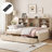 Twin Daybed Frame With Sideboard, Built-In Port, 2 Drawers, Natural Finish Size Side Shelves, , Shade-1660986998
