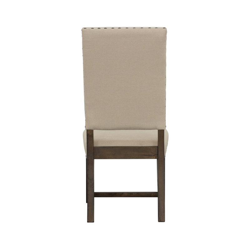 Set of 2 Beige & Smokey Black Fabric Dining Chairs, Modern & Comfortable Seating