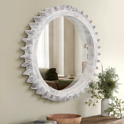 Miroir à engrenage, miroir à cadre en bois pour le vestibule du salon