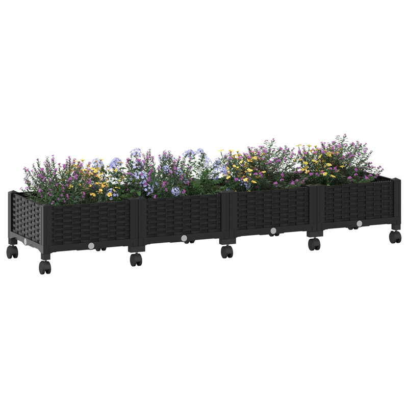 Elevated Planter, 29cm H x 160cm W x 40cm D, Black
