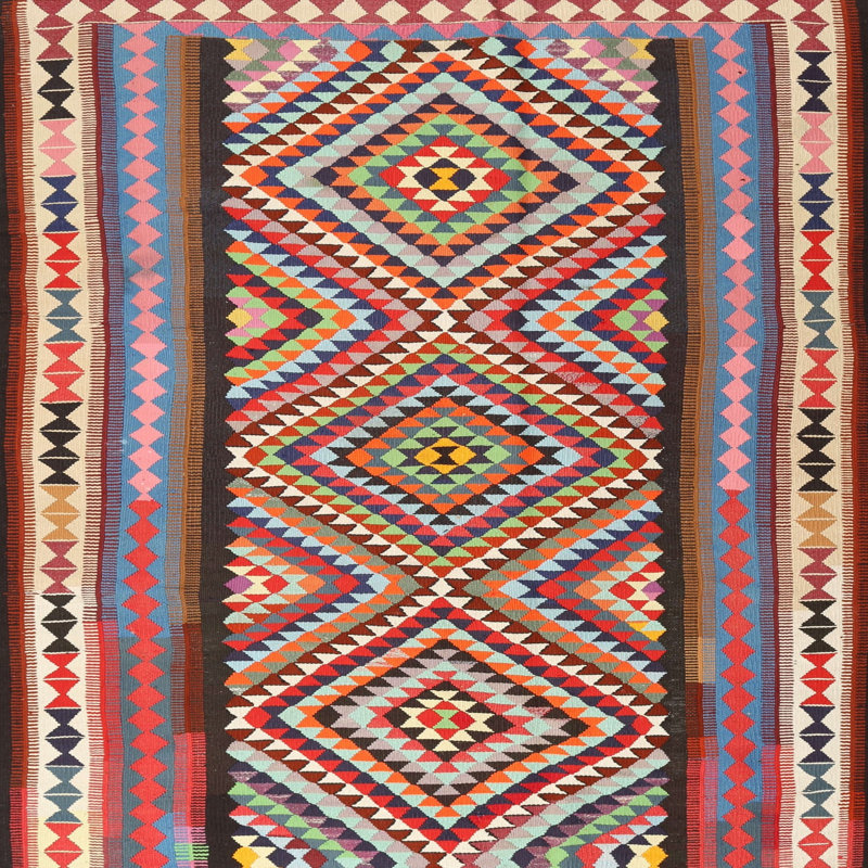 Tapis décoratif rouge Zeller du Sud-Ouest, Rond 5 pi