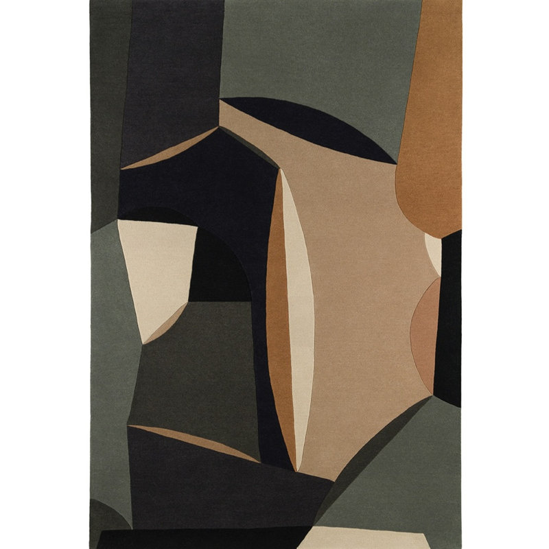 Polia Hand Tufted Wool Abstract Area Rug, Oval 5'11" x 8'11"