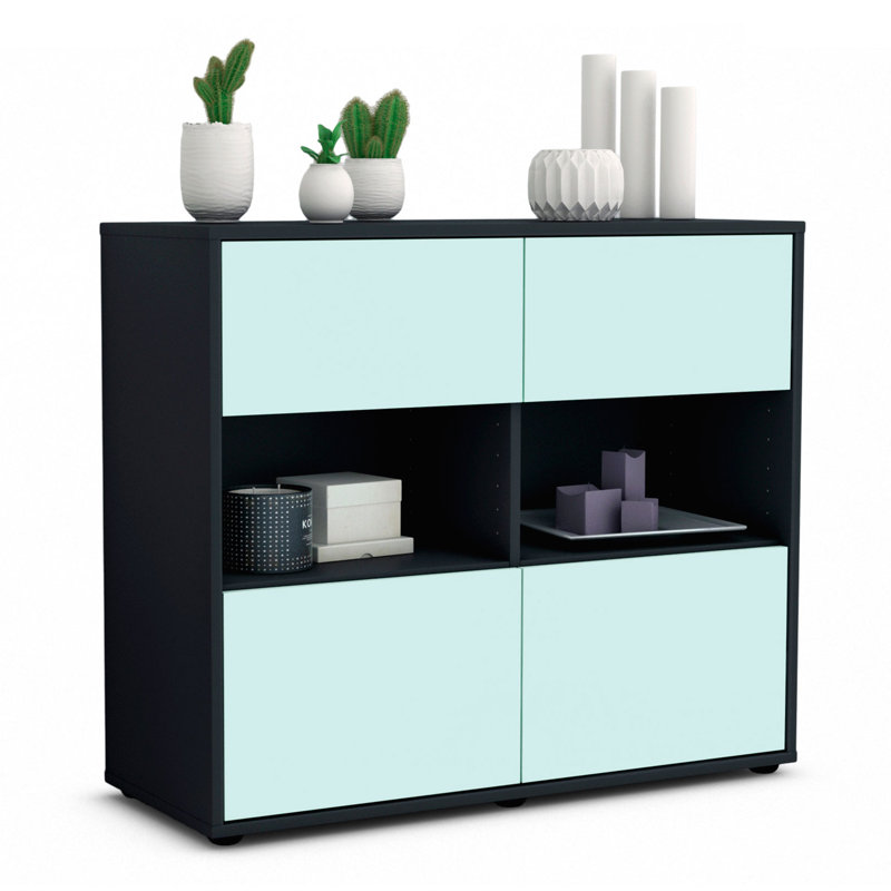 Precita 92cm Sideboard, Anthracite/Light blue
