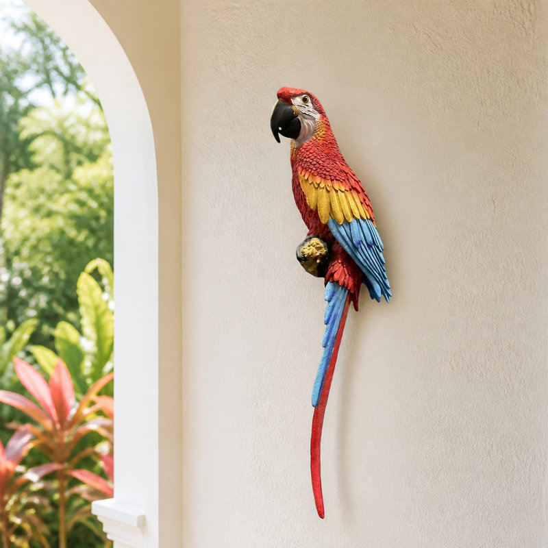Hanging Scarlet Macaw Garden Statue