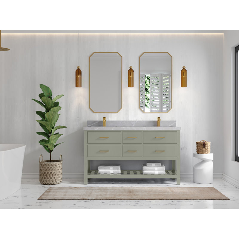 Parker 60 po X P 22 po Meuble-lavabo double D, Gris perle