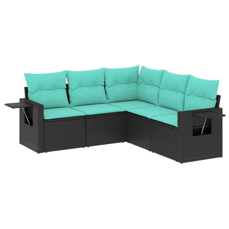 Ensemble de canapé d'extérieur noir et bleu