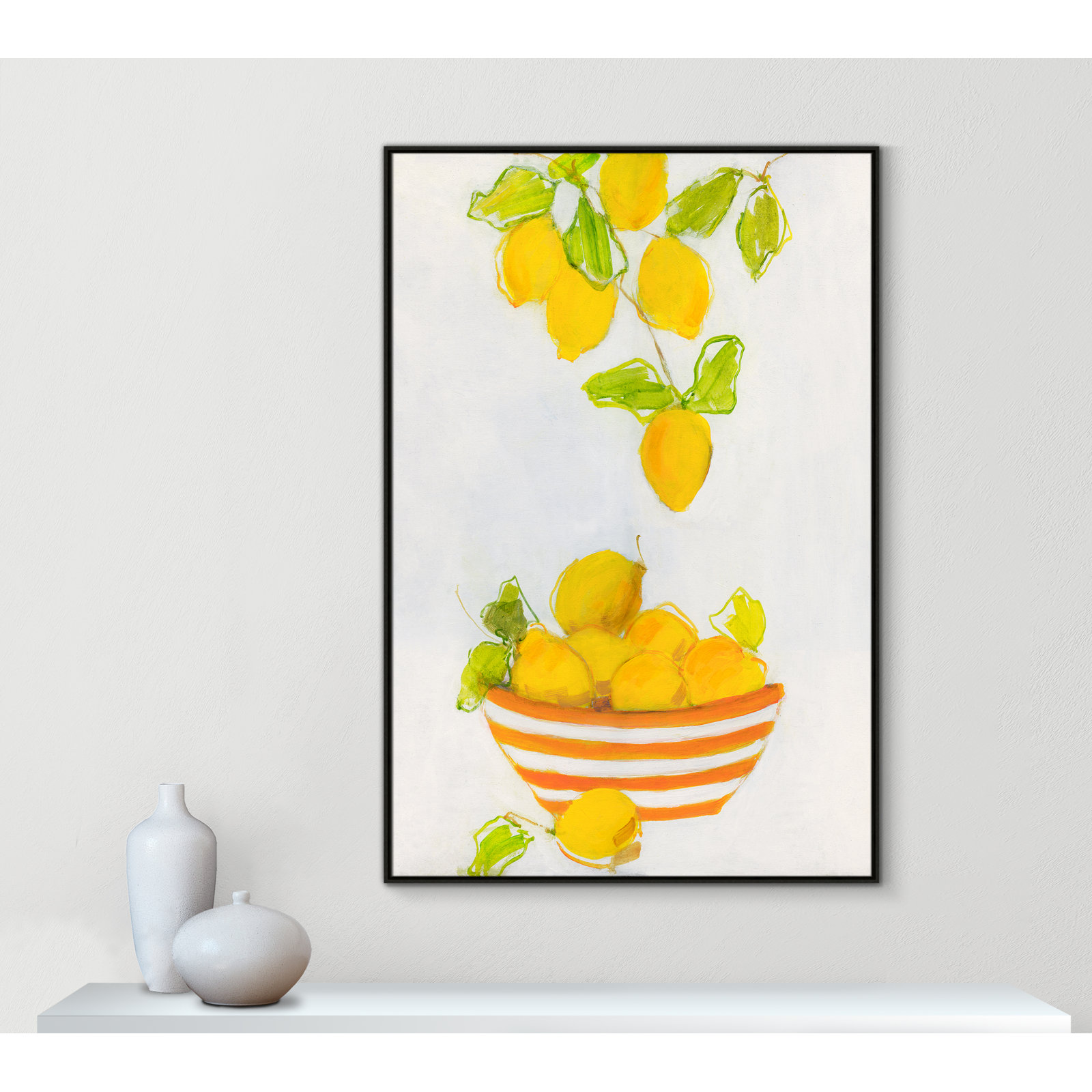 Darcy "Lemonlicious" Painting by Sally Swatland, 61.5" H x 41.5" W x 2" D, Espresso Framed Canvas