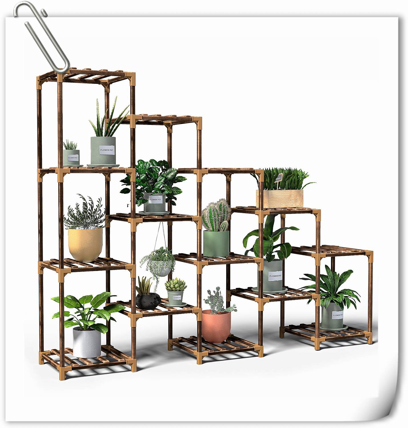 Arlmont & Co. Wood Plant Stand Indoor, Outdoor For Multiple Plants ...