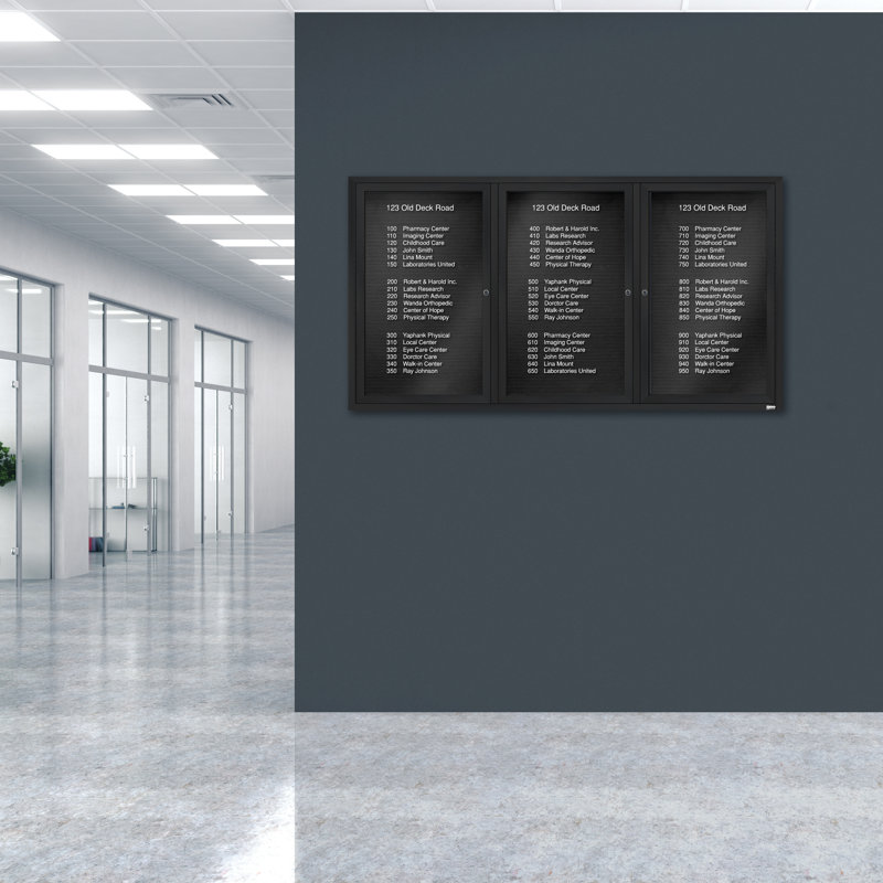Wall Felt Letter Board, Powder Coated Black, Three, 36" H x 72" W