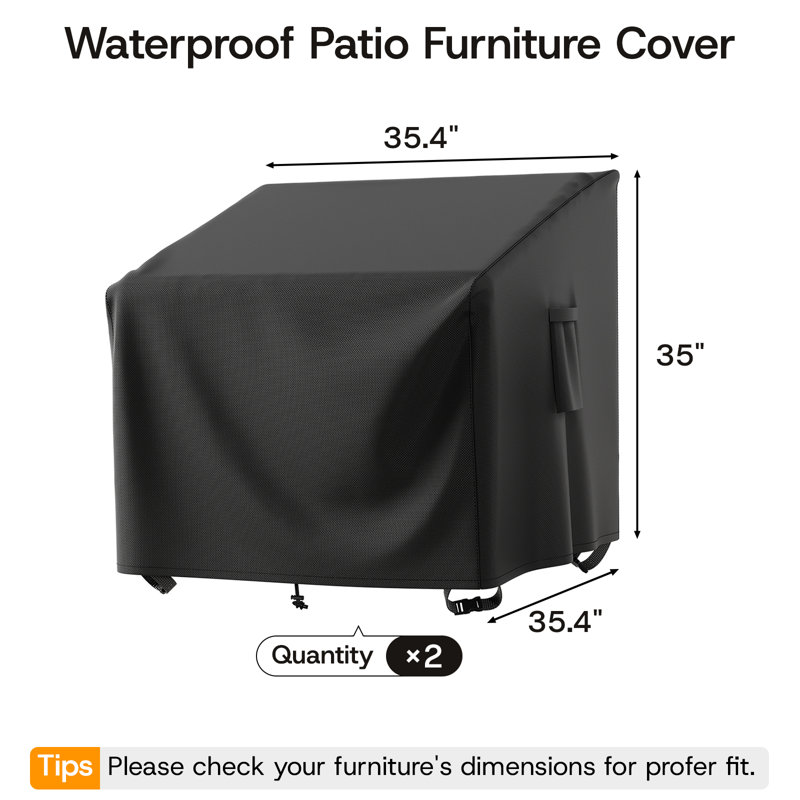 2-Piece High-Quality 600D Oxford Fabric Outdoor Furniture Cover With Handles, Black
