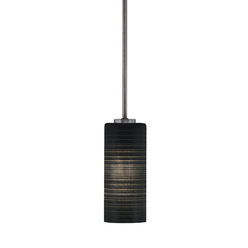 Mini-luminaire suspendu Dayberry avec verre de 4 po, Gris graphite, Verre matrice noire, H 9,5 po x l 4 po