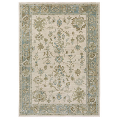 Graicyn Traditional Oriental Beige/ Teal Area Rug