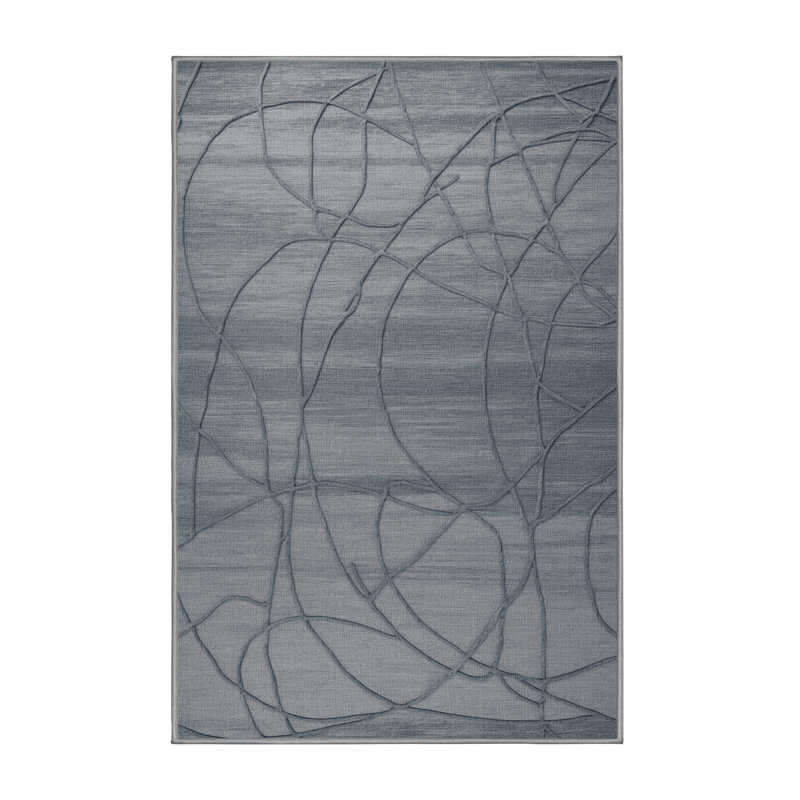 Machine Washable Abstract Gray Area Rug, Rectangle 8' x 12'