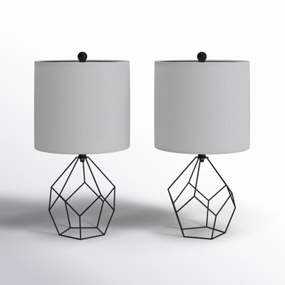 Lampe de table moderne en fer forgé de 19 po avec interrupteur rotatif et abat-jour en lin Blythe